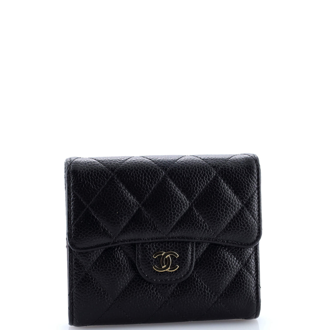 CC Compact Classic Flap Wallet Quilted Caviar