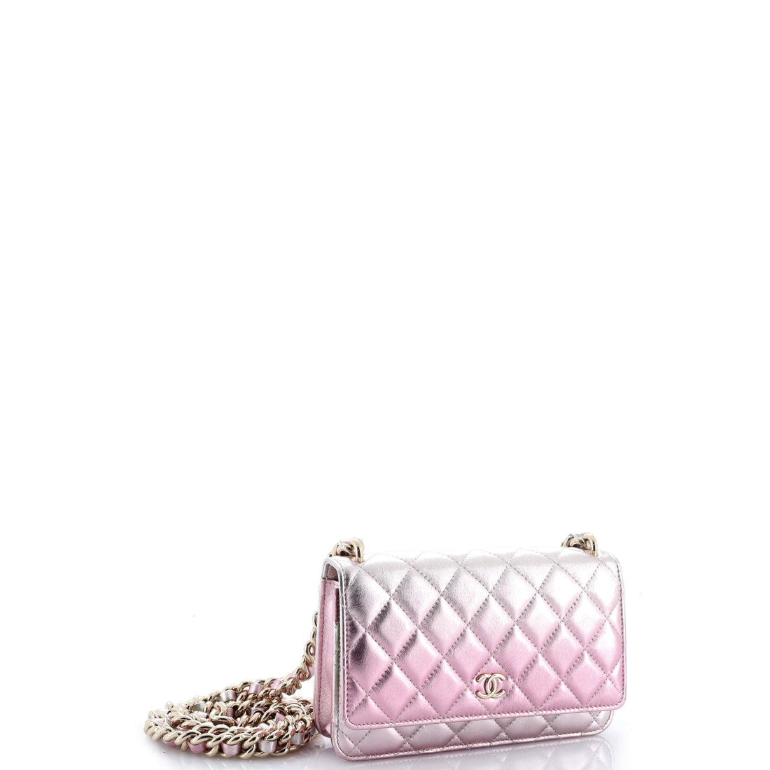 Like a Wallet Wallet on Chain Quilted Gradient Metallic Lambskin