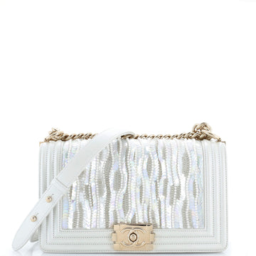 Boy Flap Bag Sequin and Pearl Embellished Leather Old Medium