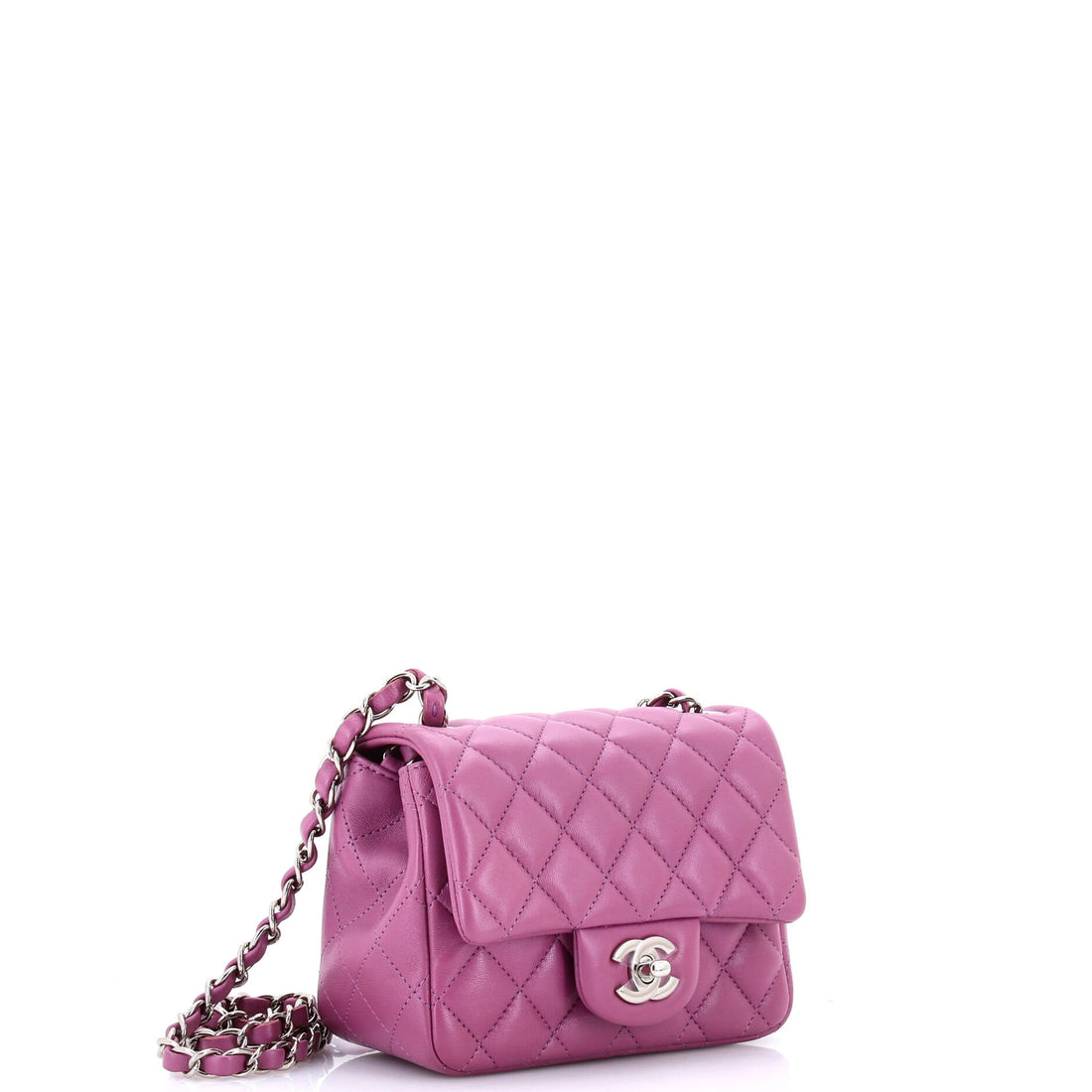 Square Classic Single Flap Bag Quilted Lambskin Mini