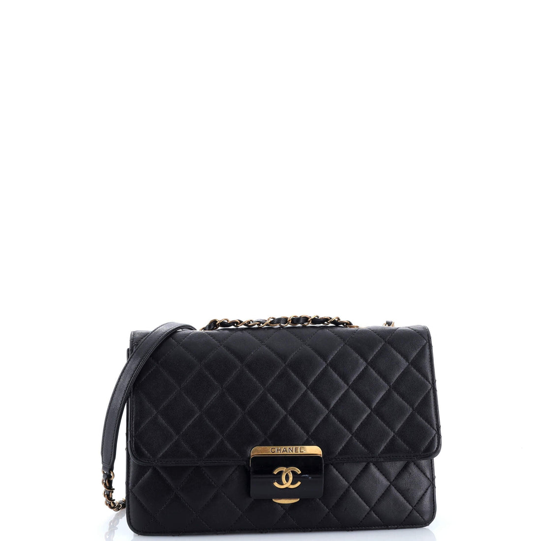 Beauty Lock Flap Bag Quilted Sheepskin Large