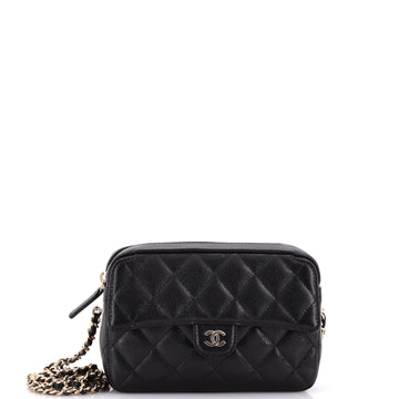 Classic Flap Phone Holder with Chain Quilted Caviar
