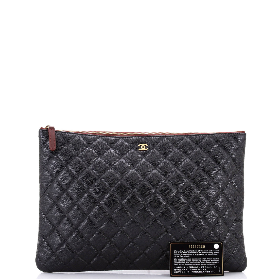 O Case Clutch Quilted Caviar Large