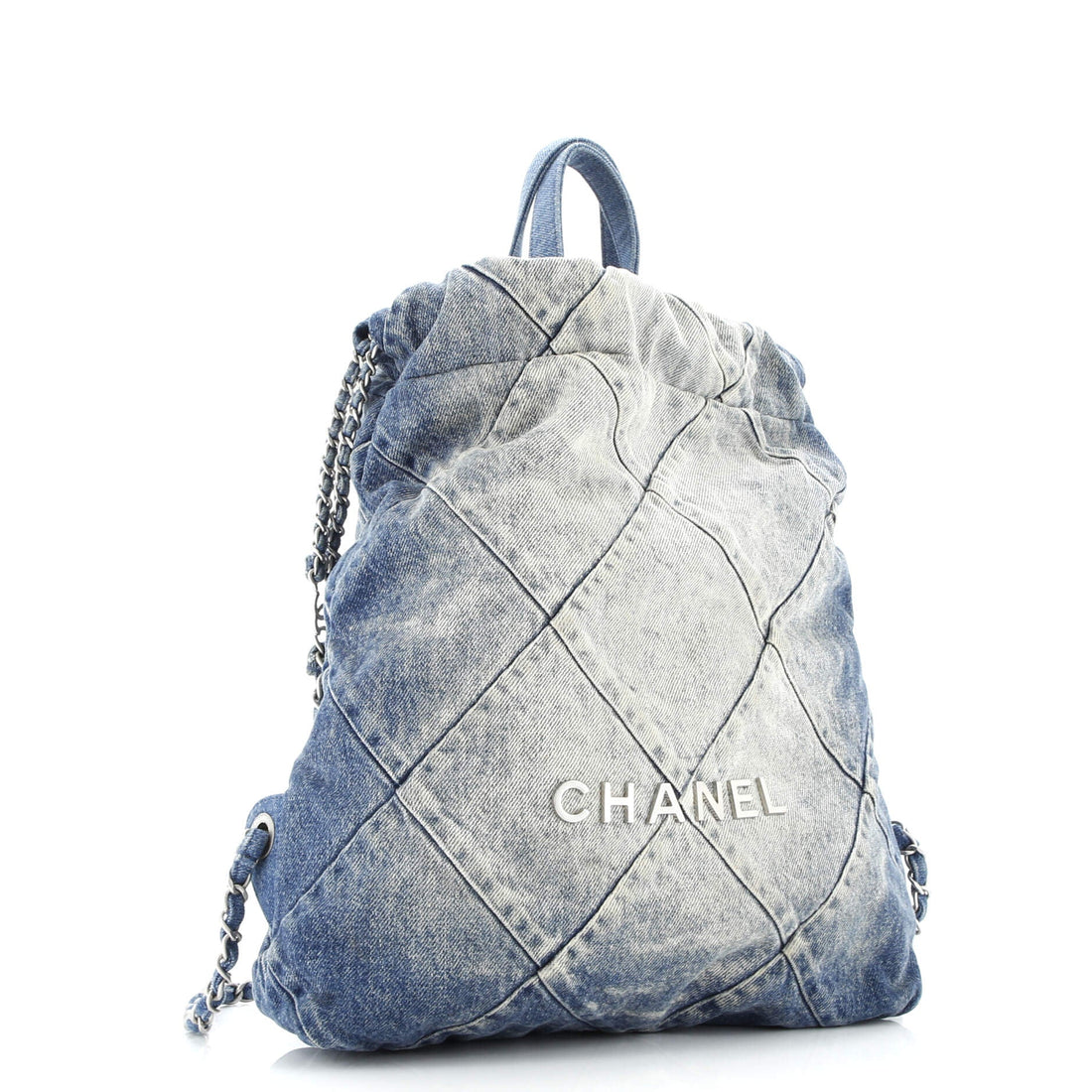 22 Chain Backpack Quilted Denim Medium