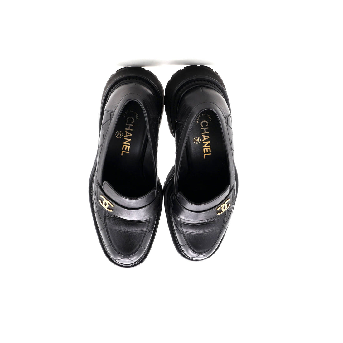 Women's CC Platform Loafers Stitched Leather