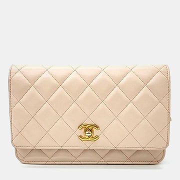 Beige Caviar Leather WOC Mini Crossbody Bag