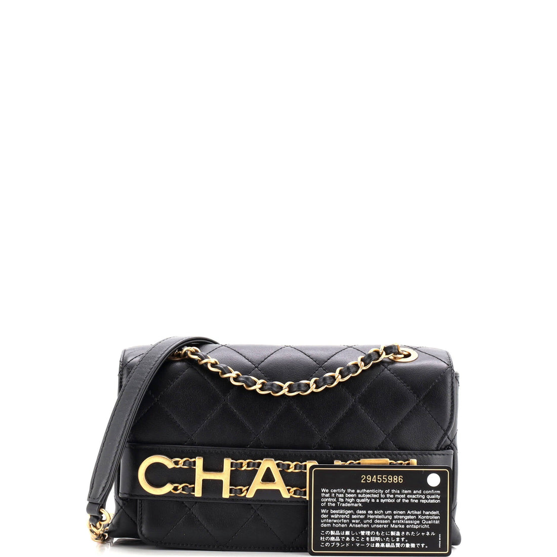 Logo Enchained Flap Bag Quilted Calfskin Small