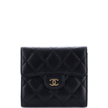 CC Compact Classic Flap Wallet Quilted Caviar