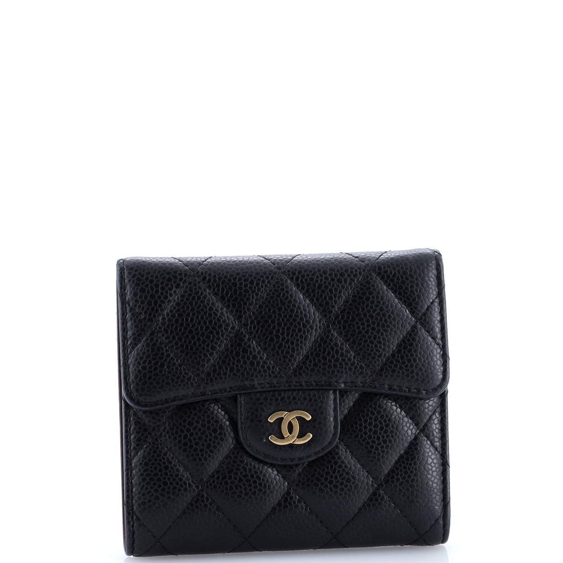 CC Compact Classic Flap Wallet Quilted Caviar