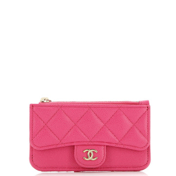 Flap Zip Card Holder Quilted Caviar