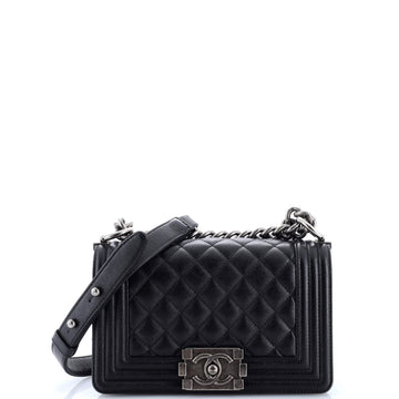 Boy Flap Bag Quilted Caviar Small