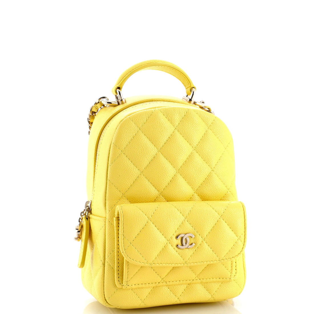 Classic CC Chain Pocket Backpack Quilted Caviar Mini