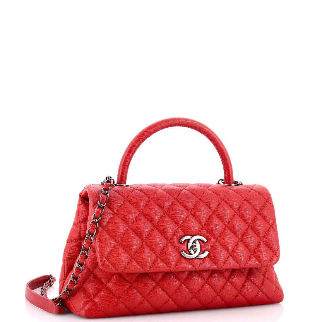 Coco Top Handle Bag Quilted Caviar Small