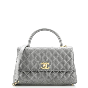 Coco Top Handle Bag Quilted Caviar Small