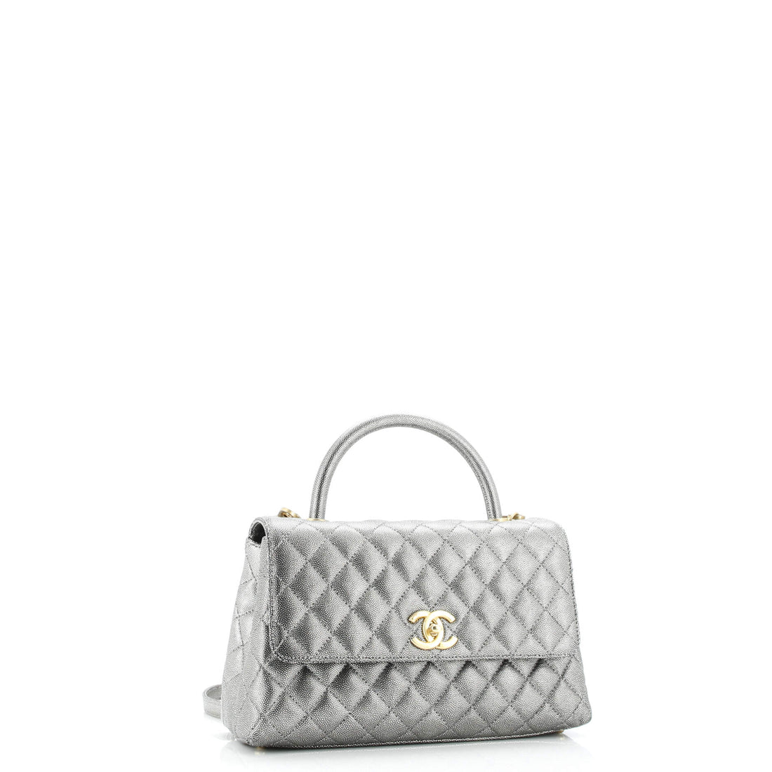 Coco Top Handle Bag Quilted Caviar Small