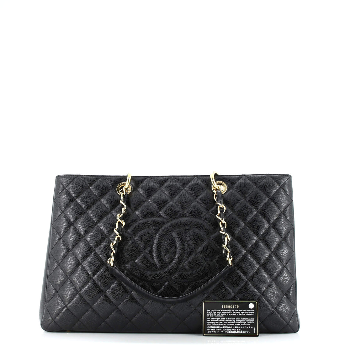 Grand Shopping Tote Quilted Caviar XL