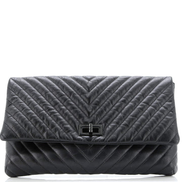 So Black Reissue 2.55 Flap Clutch Chevron Aged Calfskin