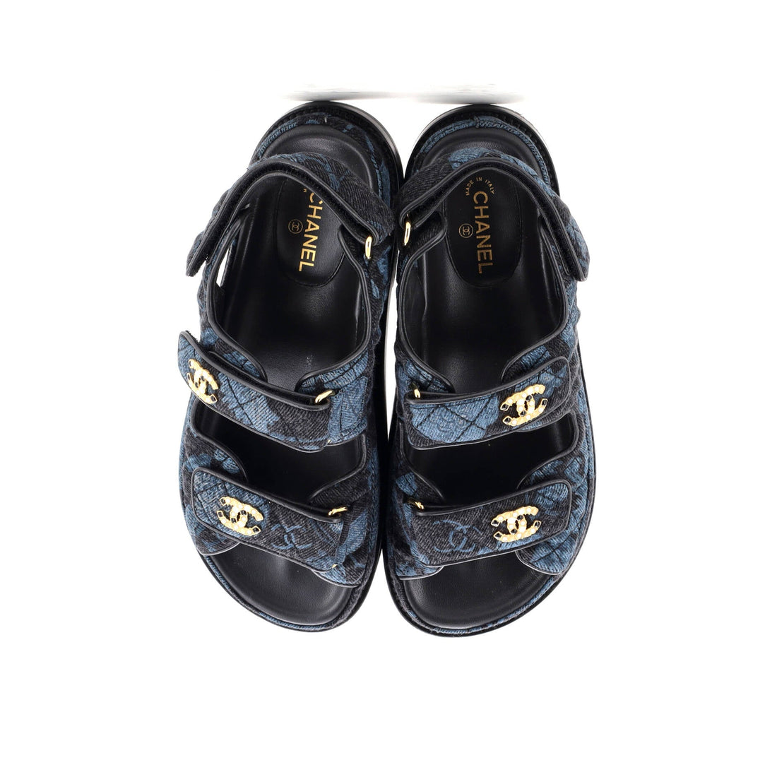 Women's Velcro Dad Sandals Quilted Printed Denim