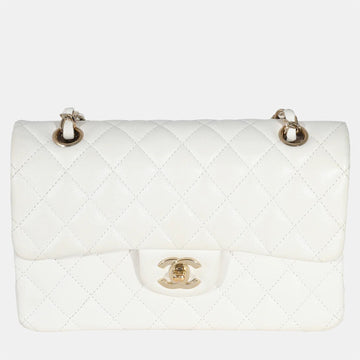 White Quilted Caviar Small Classic Double Flap Bag