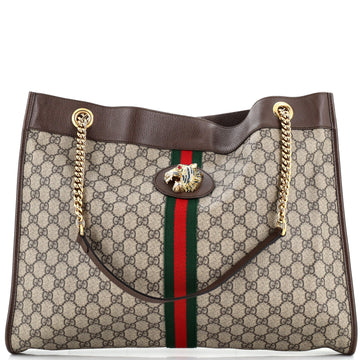 GUCCI Rajah Chain Tote GG Coated Canvas Large