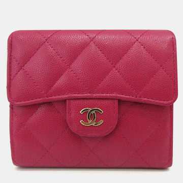 Pink Leather Compact Wallet