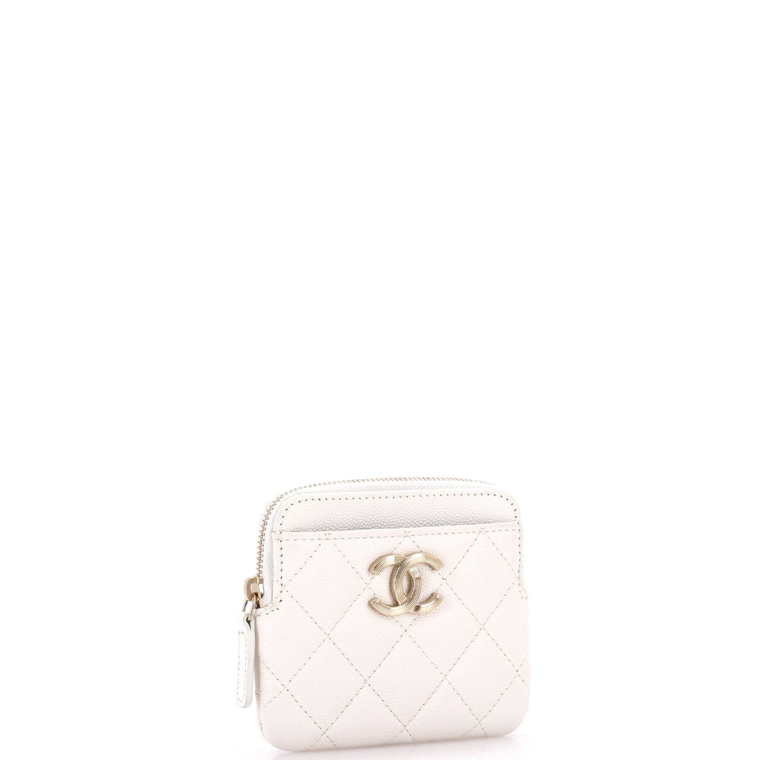 Textured CC Square Zip Around Card Holder Wallet Quilted Caviar