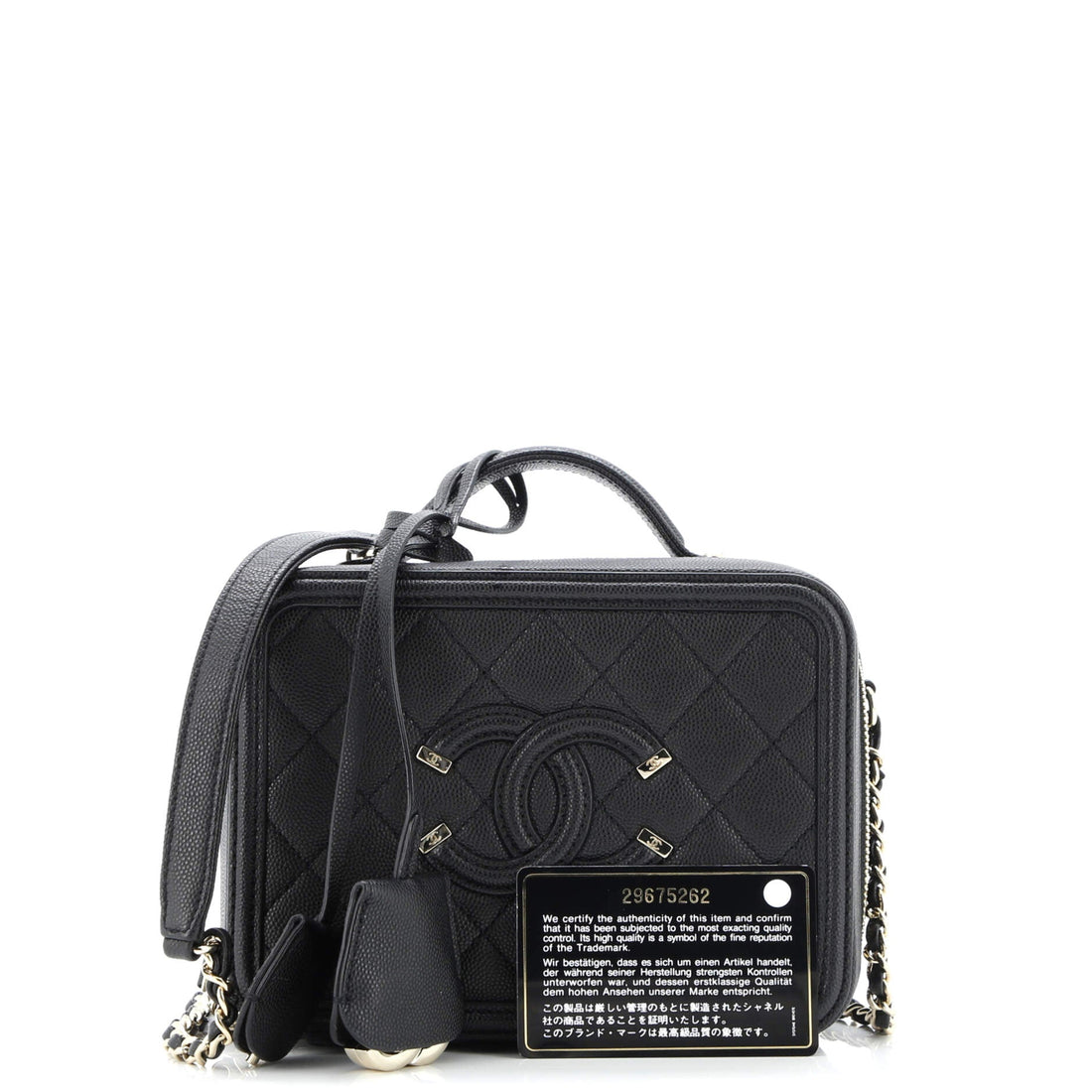 Filigree Vanity Case Quilted Caviar Medium