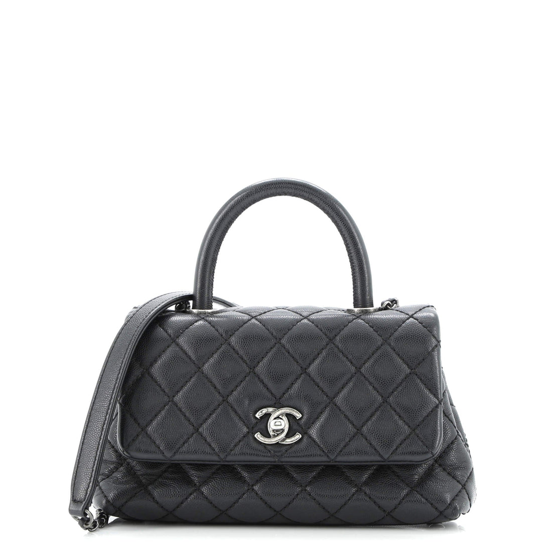 Coco Top Handle Bag Quilted Caviar Mini