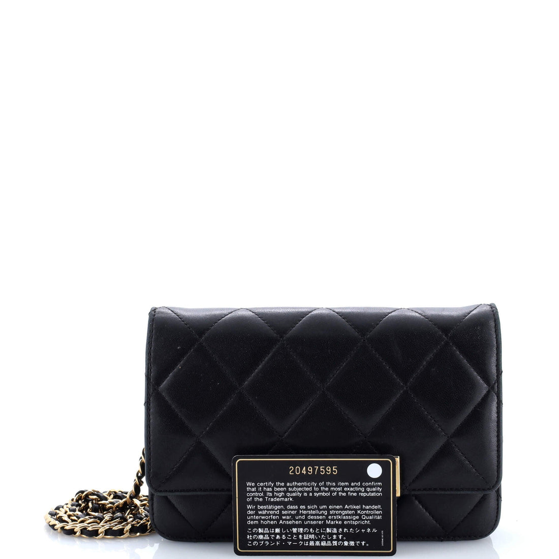 Golden Class Wallet on Chain Quilted Lambskin
