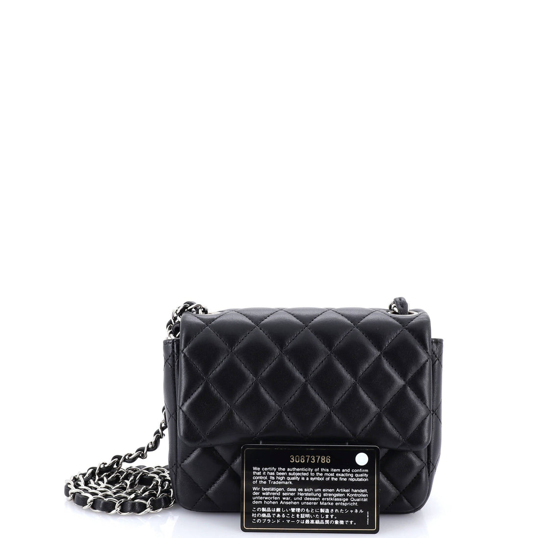 Square Classic Single Flap Bag Quilted Caviar Mini