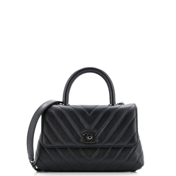 So Black Coco Top Handle Bag Chevron Caviar Mini