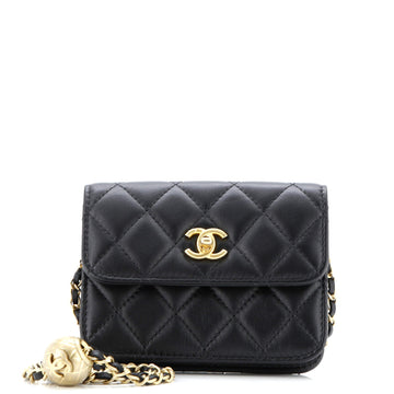 Pearl Crush Flap Clutch with Chain Quilted Lambskin Mini