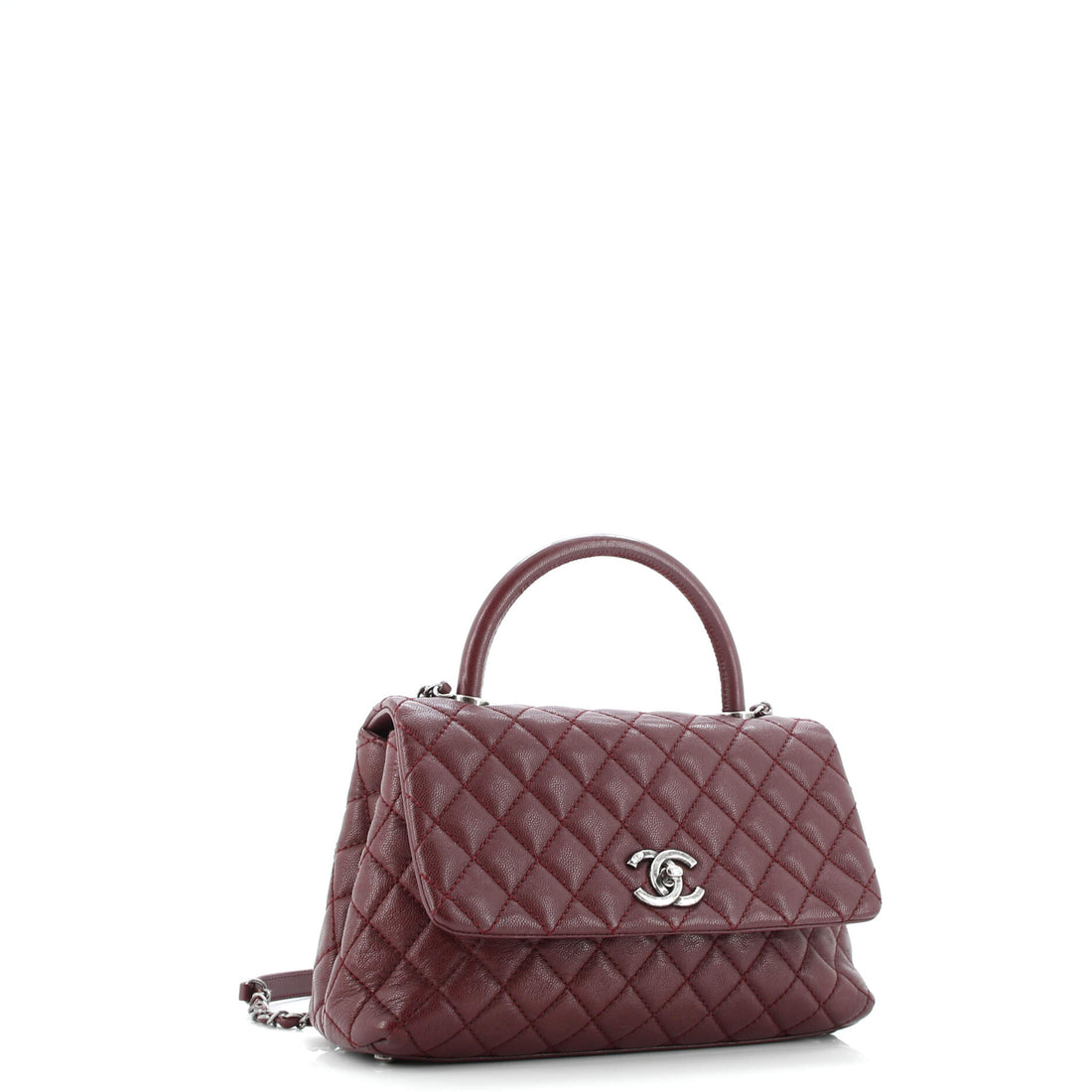 Coco Top Handle Bag Quilted Caviar Small