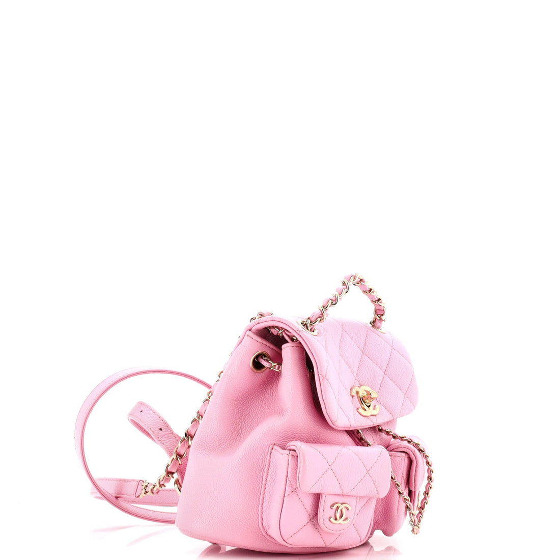 Duma Pockets Drawstring Backpack Quilted Caviar Small