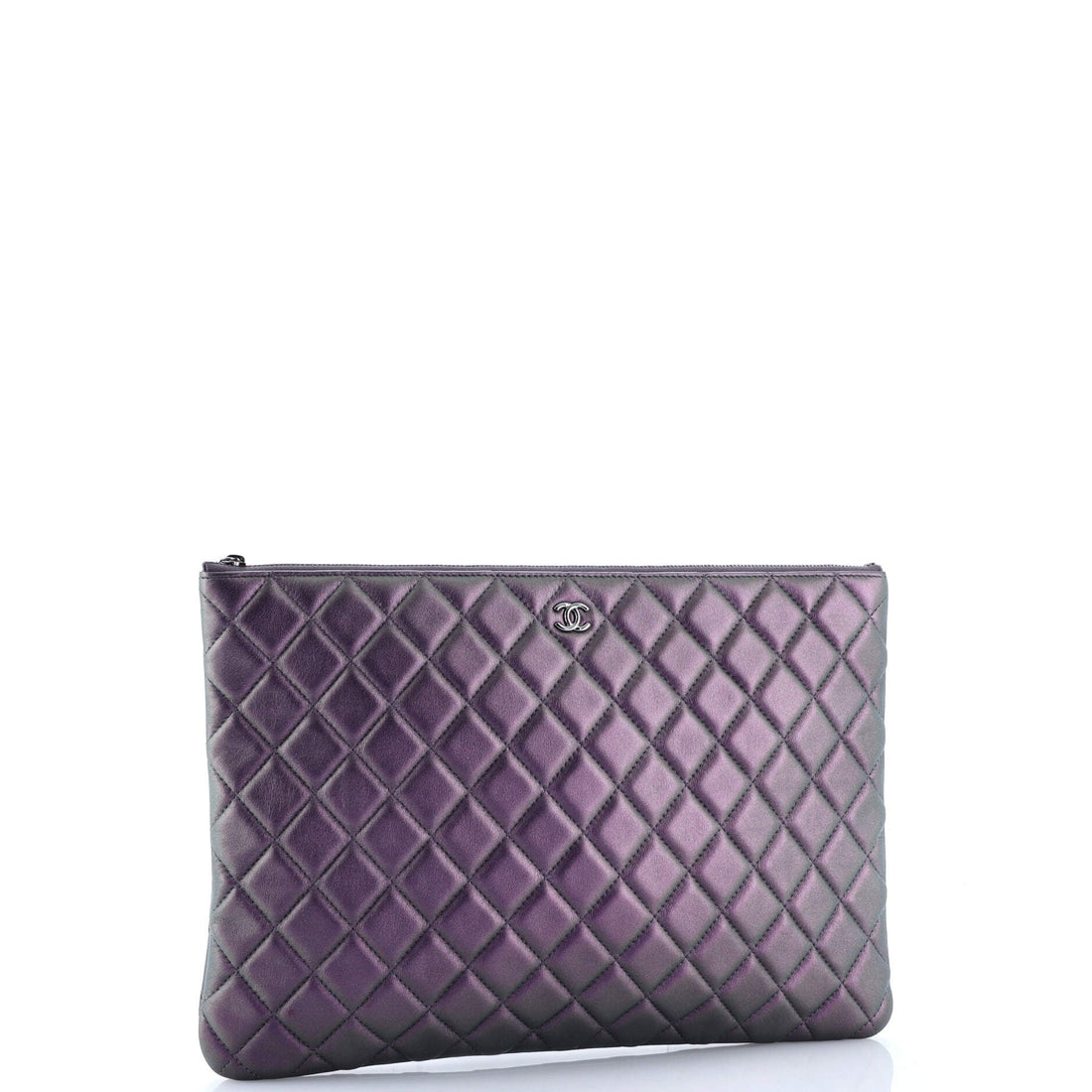 O Case Clutch Quilted Iridescent Lambskin Large