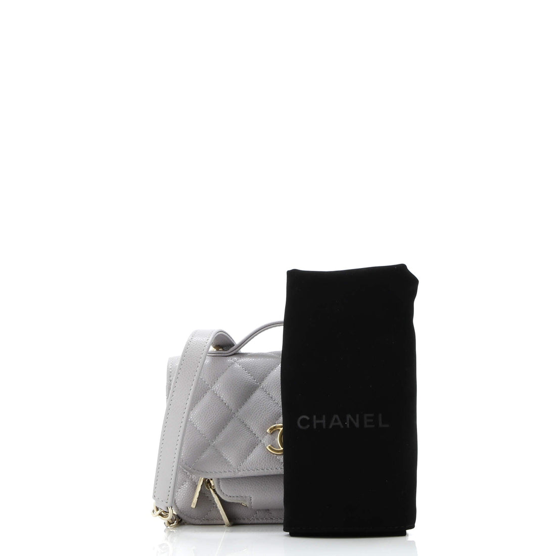 Business Affinity Flap Clutch with Chain Quilted Caviar