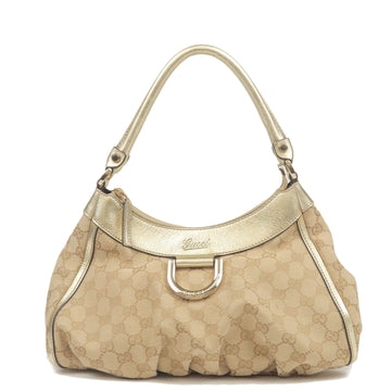 GUCCI Abbey Line VS Canvas Leather Shoulder Bag Beige Gold 190525