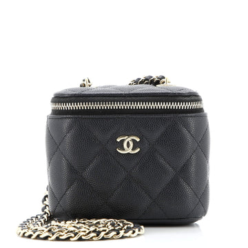 Classic Vanity Case with Chain Quilted Caviar Mini