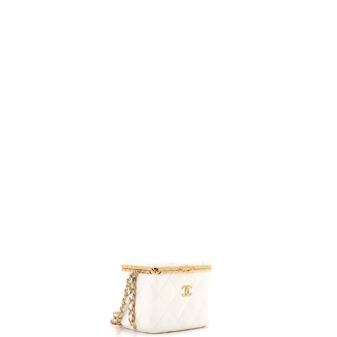 Lock Frame Vanity Case with Chain Quilted Lambskin Small