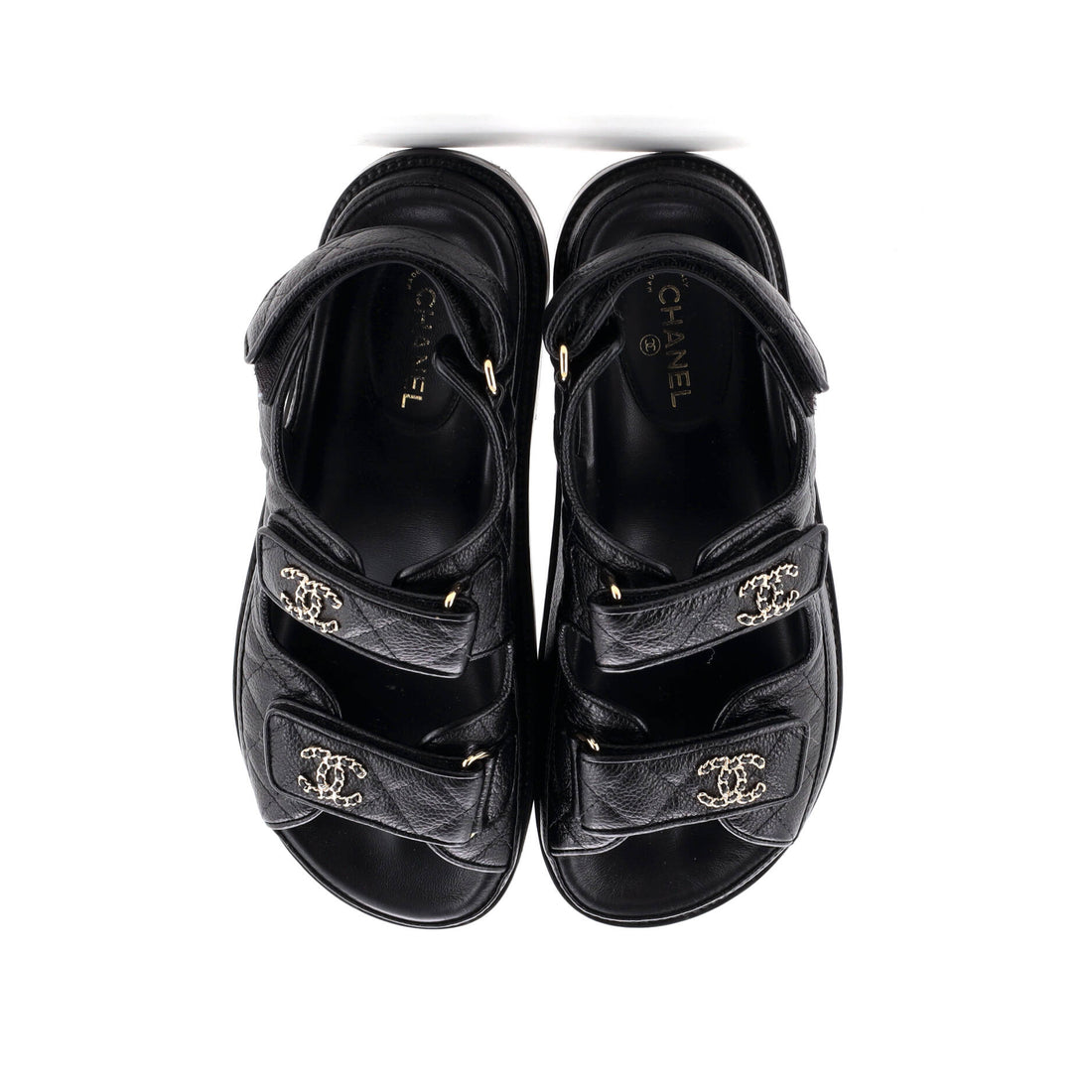 Women's Velcro Dad Sandals Quilted Leather