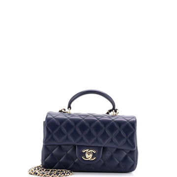 Classic Single Flap Top Handle Bag Quilted Lambskin Mini