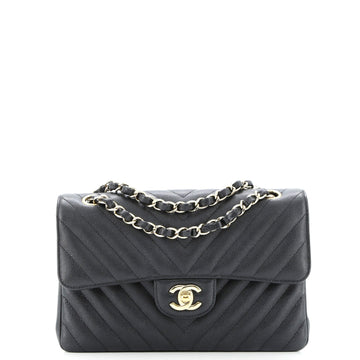 Classic Double Flap Bag Chevron Caviar Small