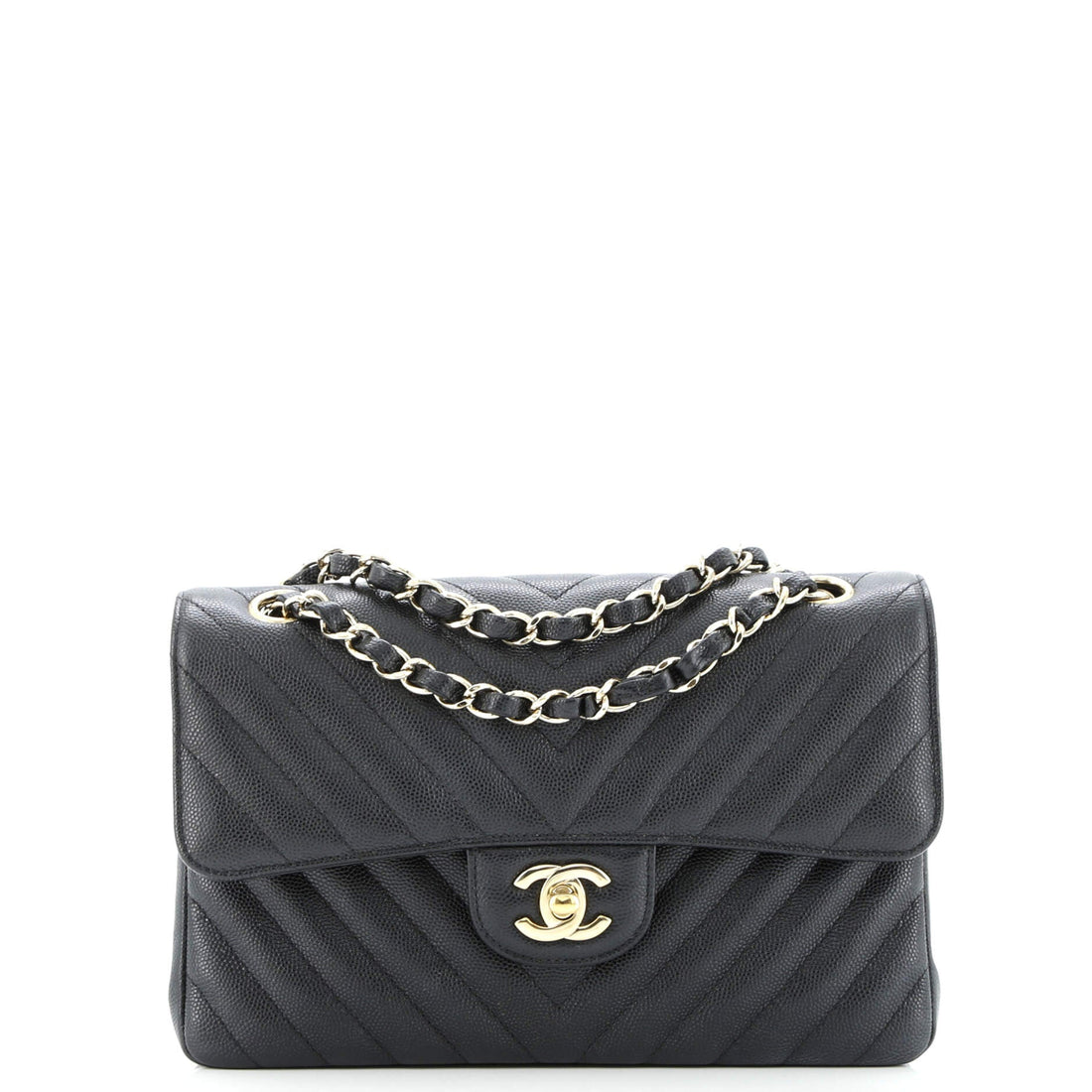 Classic Double Flap Bag Chevron Caviar Small