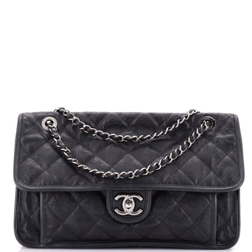 French Riviera Flap Bag Quilted Caviar Large