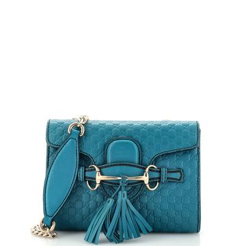 GUCCI Emily Chain Flap Bag Microguccissima Leather Mini