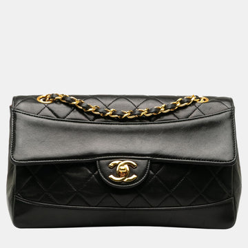 Black CC Matelasse Lambskin Flap Crossbody Bag