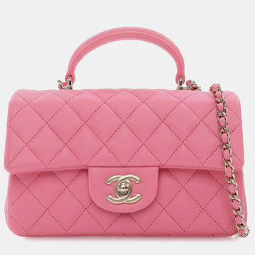 Mini Rectangular Lambskin Top Handle Single Flap