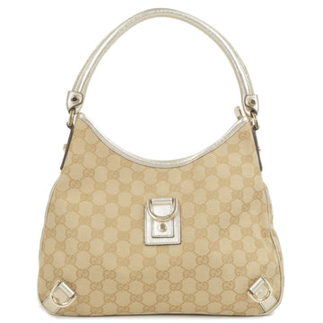 GUCCI Abbey VS Canvas Leather Shoulder Bag Beige 130738
