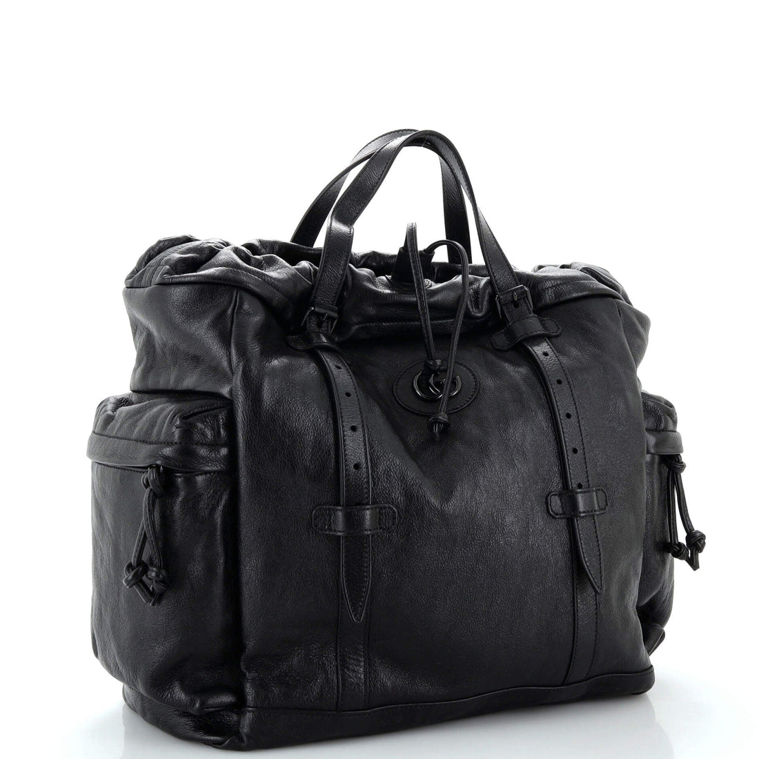 Double G Drawstring Tote Leather