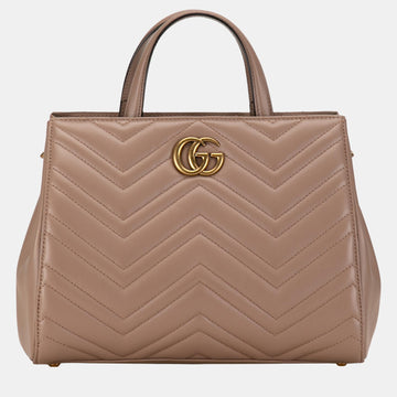 Brown Small GG Marmont Matelasse Tote